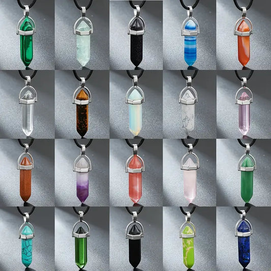 Natural Stone Energy Round Collar Necklace
