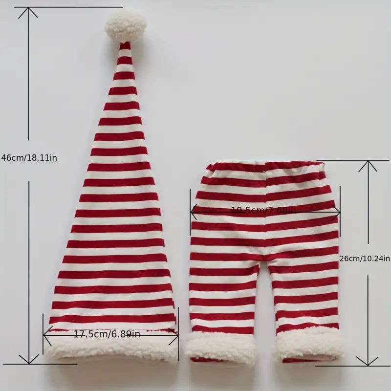 Newborn Christmas Red and White Pant and Sleep Cap