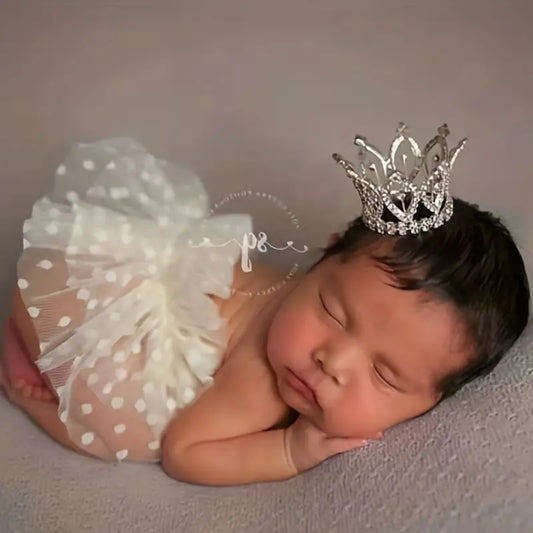 Newborn Crown and White Lace Skirt - Photo Prop