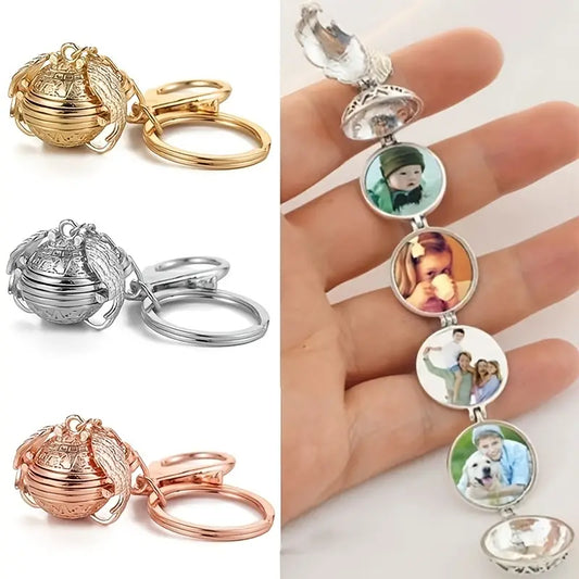 Photo Multi - Frame Folding Keychain - Silver Color