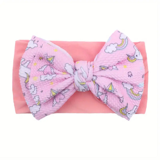 Super Cute  -  Printed Pink Big Bow Knot - Nylon