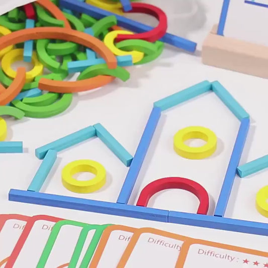Montessori Type Toys Wooden Shape Puzzle with Flashcard Template