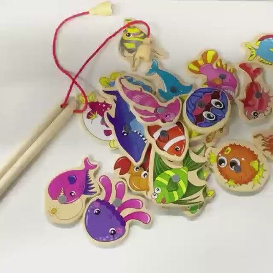 Child  Fishing Pole and 14 Magnetic Fish