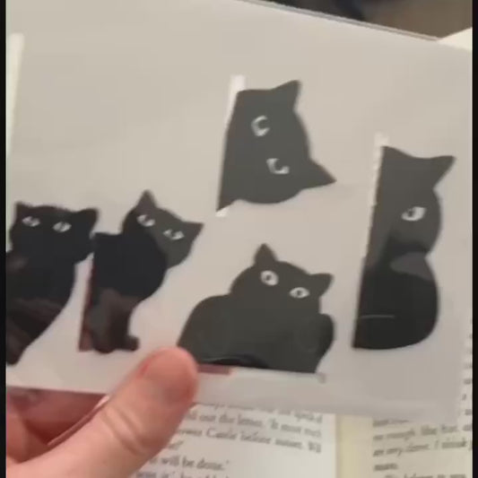 Adorable Magnetic Black Cat Bookmark Set - 6 Pieces