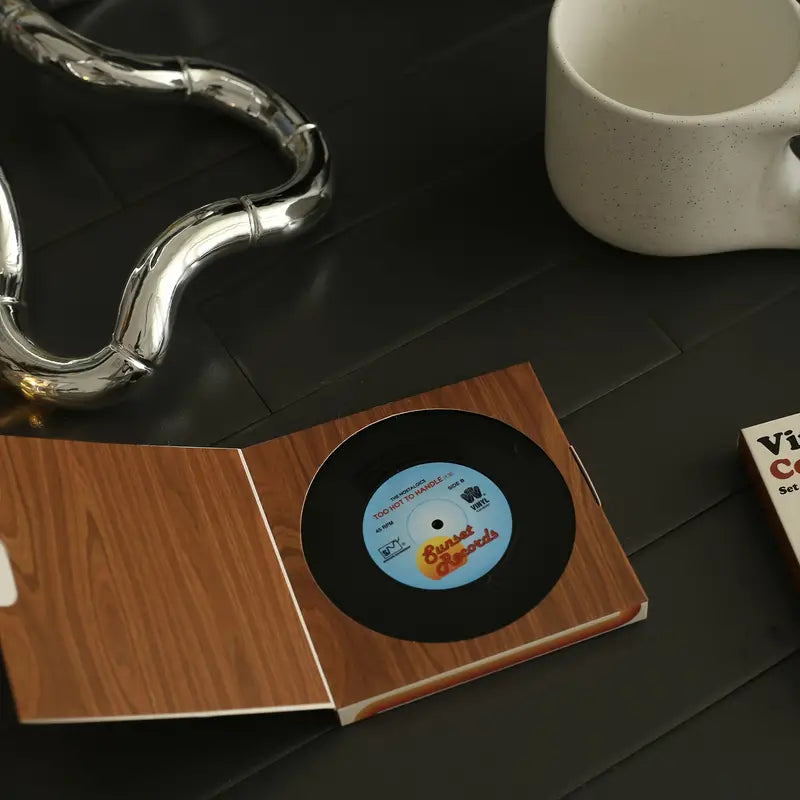 Coasters - 6 pcs Retro Record Design Coasters