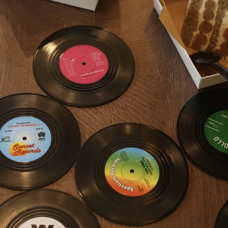 Coasters - 6 pcs Retro Record Design Coasters