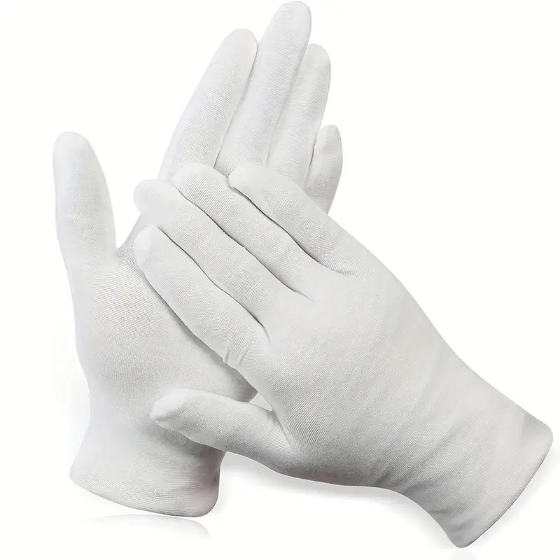 Santa Gloves - White Cotton