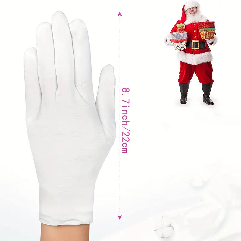 Santa Gloves - White Cotton