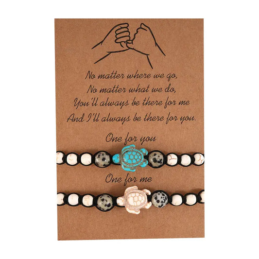Two  Vintage  Friendship Beaded, Hand Braided Bracelets - Turquoise Turtles, Morse Code or Volcanic Stone!