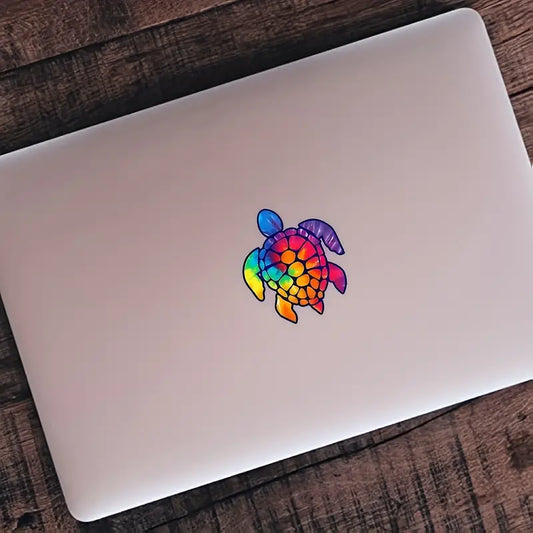 2 Reflective Turtle Rainbow Vinyl Car / Window Decals