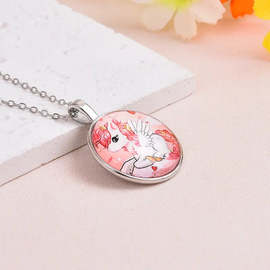 Unicorn Round Pendant Child's Necklace