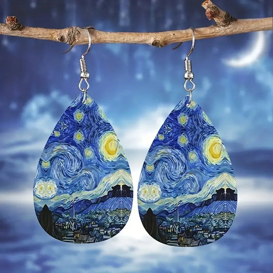 Van Gogh Starry Night Printed Earrings