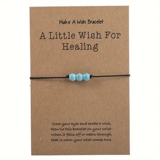 "A Little Wish For Healing" -  Tiny Bead Bracelet - Turquoise