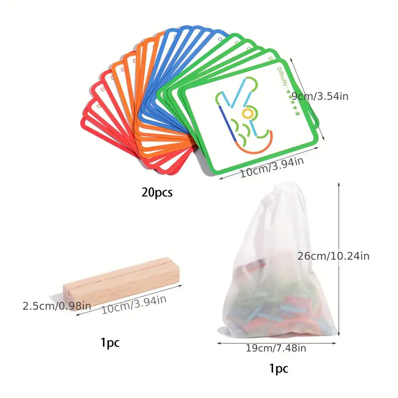 Montessori Type Toys Wooden Shape Puzzle with Flashcard Template