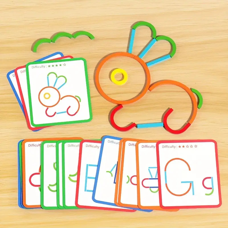 Montessori Type Toys Wooden Shape Puzzle with Flashcard Template